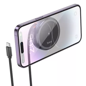 HOCO Ładowarka Indukcyjna Z Chowanym Kablem Typ C Kompatybilna Z MagSafe I Apple Watch 15W CQ18 Szara