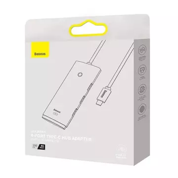 Hub 4w1 Baseus Lite Series USB-C do 4x USB 3.0 + USB-C, 2m (czarny)