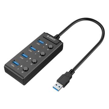 Hub USB 3.0. Orico z włącznikami, 5x USB (czarny)