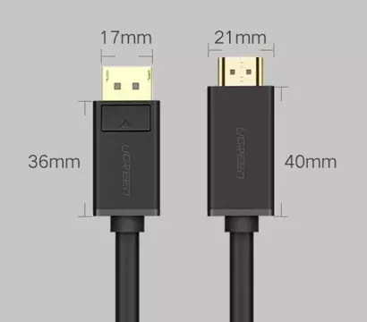 Jednokierunkowy kabel UGREEN z DisplayPort na HDMI 4K 30 Hz 32 AWG  2 m czarny (DP101 10202)