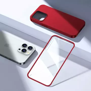 Joyroom 360 Full Case etui pokrowiec do iPhone 13 Pro Max obudowa na tył i przód + szkło hartowane czerwony (JR-BP928 red)