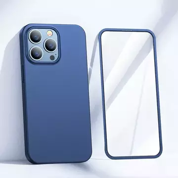 Joyroom 360 Full Case etui pokrowiec do iPhone 13 Pro Max obudowa na tył i przód + szkło hartowane niebieski (JR-BP928 blue)