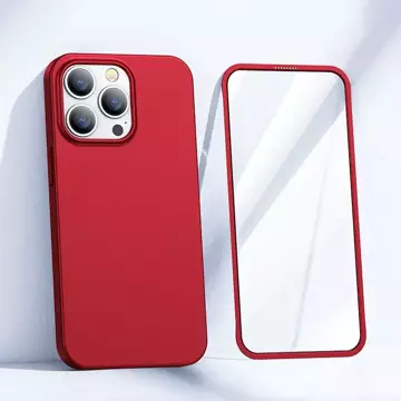 Joyroom 360 Full Case etui pokrowiec do iPhone 13 Pro obudowa na tył i przód + szkło hartowane czerwony (JR-BP935 red)