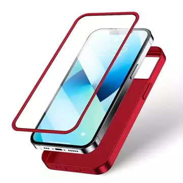 Joyroom 360 Full Case etui pokrowiec do iPhone 13 obudowa na tył i przód + szkło hartowane czerwony (JR-BP927 red)