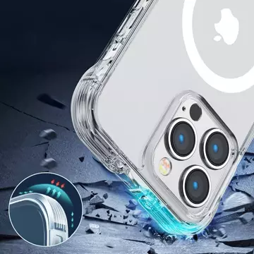 Joyroom Magnetic Defender magnetyczne etui do iPhone 14 Pro Max pancerny pokrowiec z haczykami podstawką przezroczysty (kompatybilne z MagSafe)