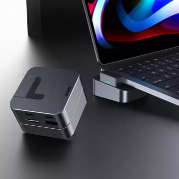 Joyroom podstawka wielofunkcyjny HUB USB Typ C - USB 3.0 / RJ45 / HDMI / USB Typ C / Thunderbolt do MacBook Pro szary (S-H121 Gray)