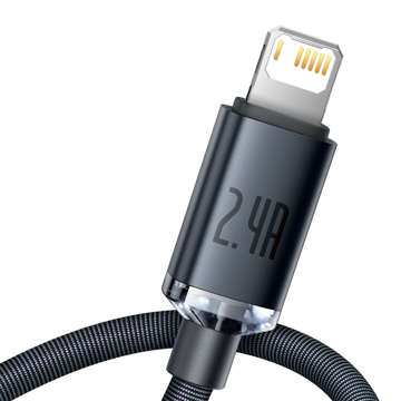 Kabel 1.2m Baseus Crystal przewód USB do Lightning iPhone 2.4A Czarny