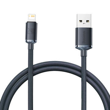 Kabel 1.2m Baseus Crystal przewód USB do Lightning iPhone 2.4A Czarny