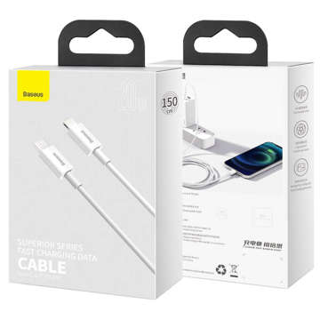 Kabel 1.5m Baseus Superior przewód USB-C Type C do Lightning PD 20W Biały