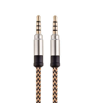 Kabel Audio 2x Mini Jack - Jack 3.5mm długi przewód AUX Oplot mocny 1.5m Złoty