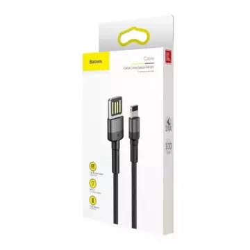 Kabel Lightning USB (dwustronny) Baseus Cafule 2,4A 1m (szaro-czarny)