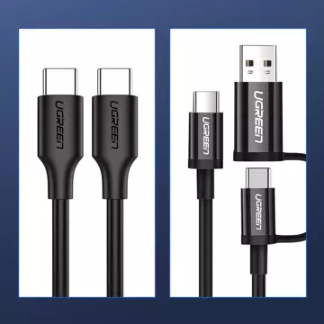 Kabel UGREEN USB Typ C do ładowania i transferu danych 3A 0,5m czarny (US286)