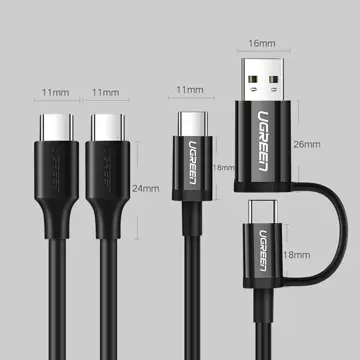 Kabel UGREEN USB Typ C do ładowania i transferu danych 3A 0,5m czarny (US286)