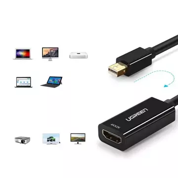 Kabel UGREEN adapter przejściówka FHD (1080p) HDMI (żeński) - Mini DisplayPort (męski - Thunderbolt 2.0) biały (MD112 10460)