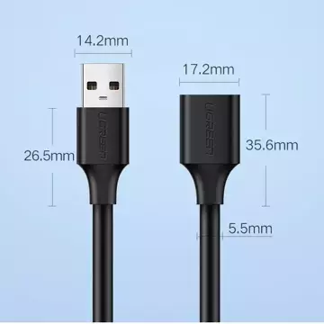 Kabel UGREEN przewód przedłużacz przejściówka USB 3.0 (żeński) - USB 3.0 (męski) 1,5 m czarny (US129 30126)