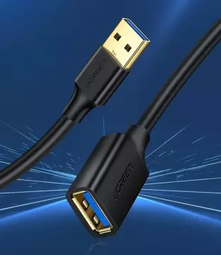 Kabel UGREEN przewód przedłużacz przejściówka USB 3.0 (żeński) - USB 3.0 (męski) 1,5 m czarny (US129 30126)