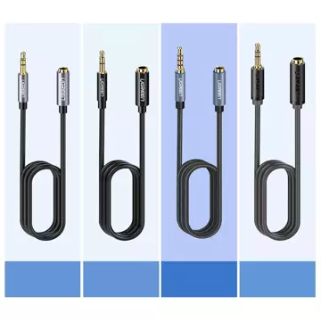 Kabel UGREEN to  adapter przedłużacz AUX mini jack 3,5 mm 1,5m niebieski (AV118)