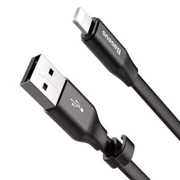 Kabel USB do Lightning do Apple iPhone płaski mocny przewód Baseus Nimble Cable 23cm Czarny