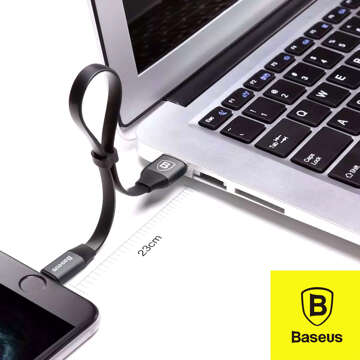 Kabel USB do Lightning do Apple iPhone płaski mocny przewód Baseus Nimble Cable 23cm Czarny