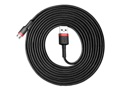 Kabel nylonowy Baseus Cafule Micro-USB 2.4A 100cm Czarny/czerwony