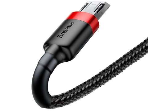 Kabel nylonowy Baseus Cafule Micro-USB 2.4A 100cm Czarny/czerwony