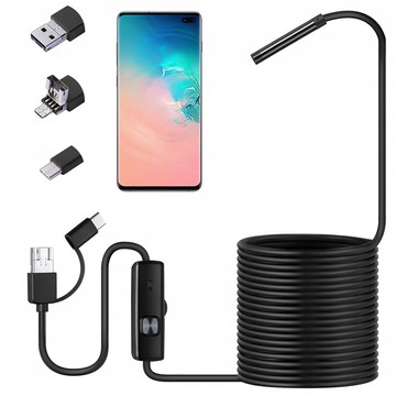 Kamera inspekcyjna endoskopowa micro USB + USB-C + USB Full HD 5m 8mm Endoskop Alogy Hard Wire