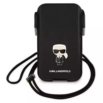 Karl Lagerfeld Torebka KLHCP12LOPHKMK 6,7" czarny/black hardcase Saffiano Ikonik Kar`s