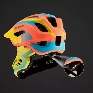 Kask rowerowy dziecięcy z odpinaną szczęką Rockbros TT-32SOYB-S rozmiar S - żółto-pomarańczowy