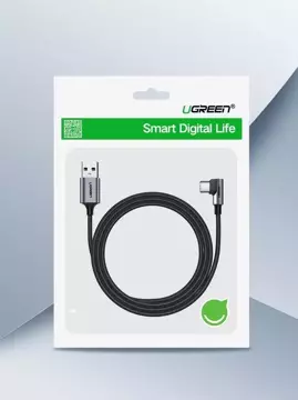 Kątowy kabel UGREEN przewód USB - USB Typ C 1m 3A szary (50941)