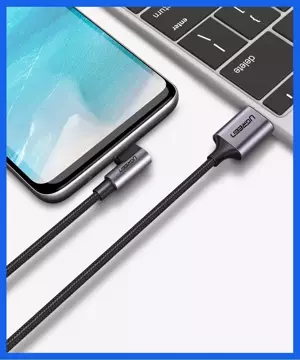 Kątowy kabel UGREEN przewód USB - USB Typ C 1m 3A szary (50941)