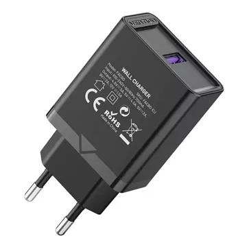 Ładowarka Sieciowa Vention FACB0-EU USB 22.5W QC 3.0 Czarna