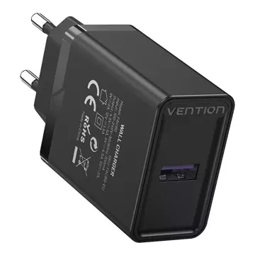 Ładowarka Sieciowa Vention FACB0-EU USB 22.5W QC 3.0 Czarna