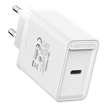 Ładowarka Sieciowa Vention FAIW0-EU USB-C 30W PD3.0 QC4.0 Biała