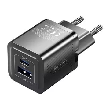 Ładowarka Sieciowa Vention FEQB0-EU USB-C USB-A GaN 30W Czarna