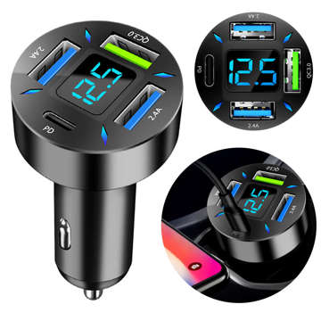 Ładowarka samochodowa Alogy Car Charger 66W 3x USB 1x USB-C Typ C Szybkie ładowanie Quick Charge QC 3.0 PD