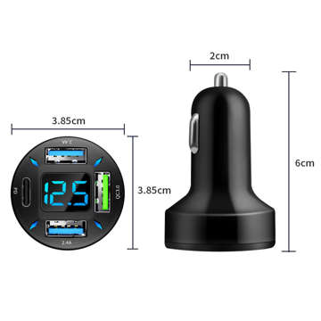 Ładowarka samochodowa Alogy Car Charger 66W 3x USB 1x USB-C Typ C Szybkie ładowanie Quick Charge QC 3.0 PD