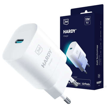 Ładowarka sieciowa 3mk Hardy Charger USB-C Type C QC PD 33W MAX do iPhone/ iPad/ Mac/ AirPods biała