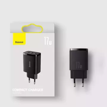 Ładowarka sieciowa Baseus Compact 3x USB Type A 17W Czarna