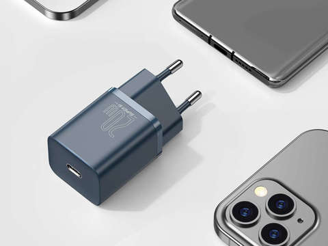 Ładowarka sieciowa Baseus PD 20W + kabel USB-C Type C do Lightning Blue