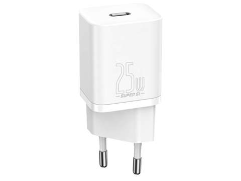 Ładowarka sieciowa Baseus USB-C PD 25W + kabel do USB-C White