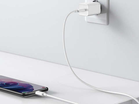 Ładowarka sieciowa Baseus USB-C PD 25W + kabel do USB-C White