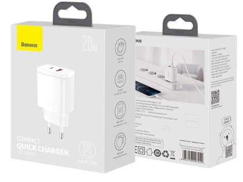 Ładowarka sieciowa Baseus USB PD QC 3.0 20W White