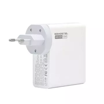 Ładowarka sieciowa Somostel Power Selivery Q24 130W Gan 2x USB-C + 2x USB QC 3.0 Biała