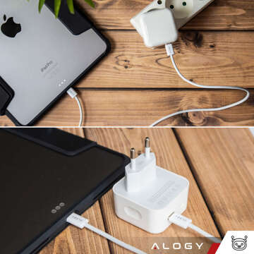 Ładowarka sieciowa szybka 35W 2x USB-C USB typ C PD do iPhone + Kabel type-C 1m Alogy Biała