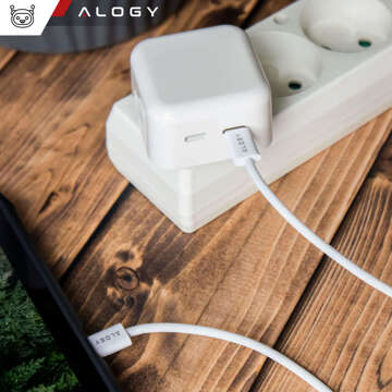 Ładowarka sieciowa szybka 35W 2x USB-C USB typ C PD do iPhone + Kabel type-C 1m Alogy Biała