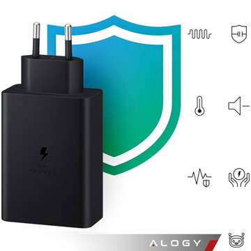 Ładowarka sieciowa szybka 65W 2x USB-C typ C PD + USB-A USB Alogy 3 porty mocna Czarna