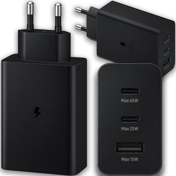 Ładowarka sieciowa szybka 65W 2x USB-C typ C PD + USB-A USB Alogy 3 porty mocna Czarna