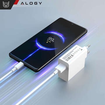 Ładowarka sieciowa szybka 67W USB mocna do Xiaomi kostka QC Alogy szybkie ładowanie Biała