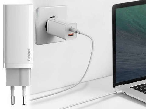 Ładowarka sieciowa szybka  Baseus GaN2 Lite USB + USB-C 65W EU Biała