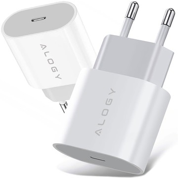 Ładowarka sieciowa szybka mocna 35W USB-C USB typ C PD GaN do iPhone Alogy Biała